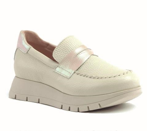 Jose Saenz Cream Sporty Wedge Loafer|2285MU