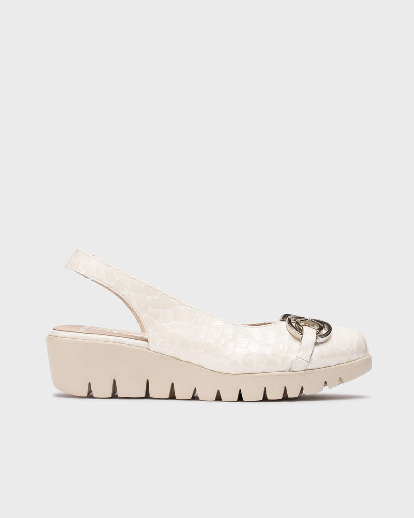 Wonders Cream Patent Wedge Sling Back|C33331BGE