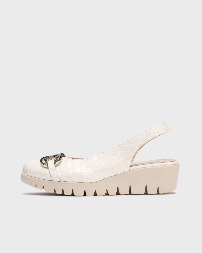 Wonders Cream Patent Wedge Sling Back|C33331BGE