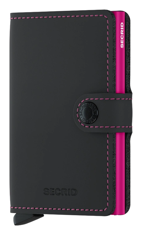 Secrid Matte Wallet - Black & Fuchsia