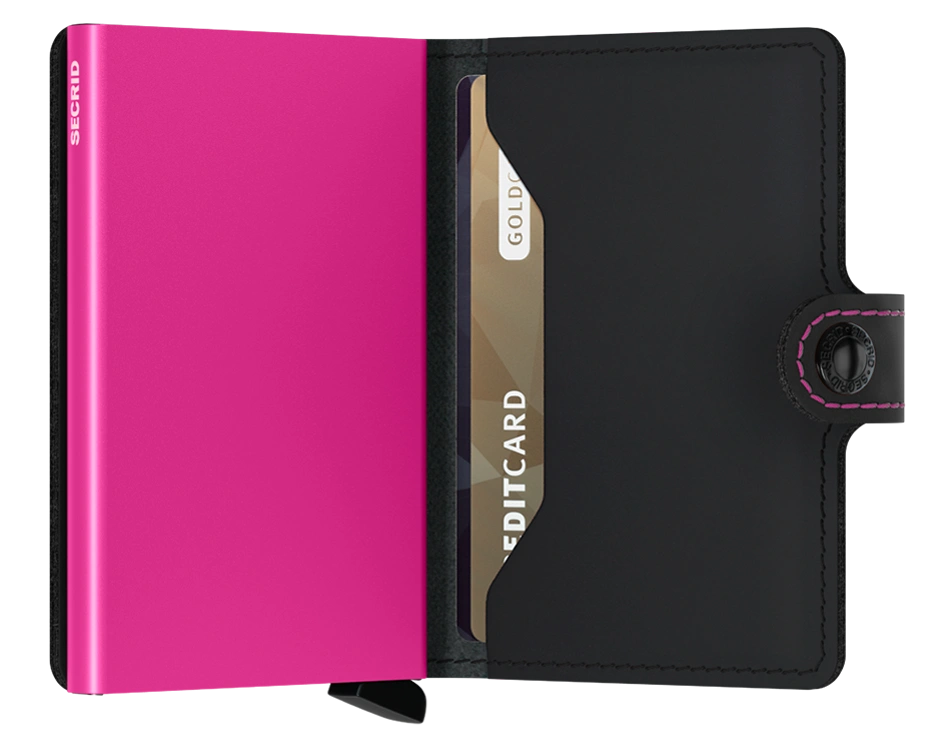 Secrid Matte Wallet - Black & Fuchsia